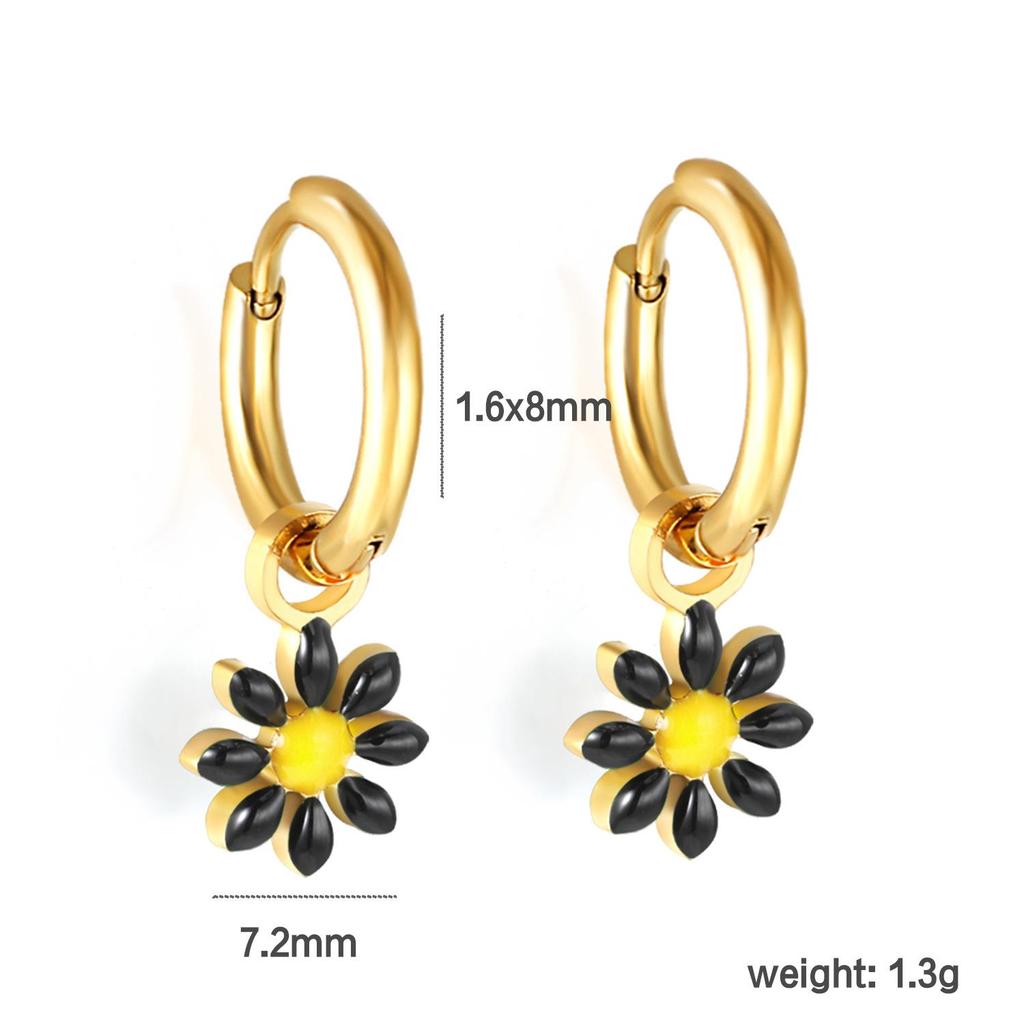 Cross-border European American Colorful Daisy Flower Stud Earrings - Simple Sweet Christmas Design