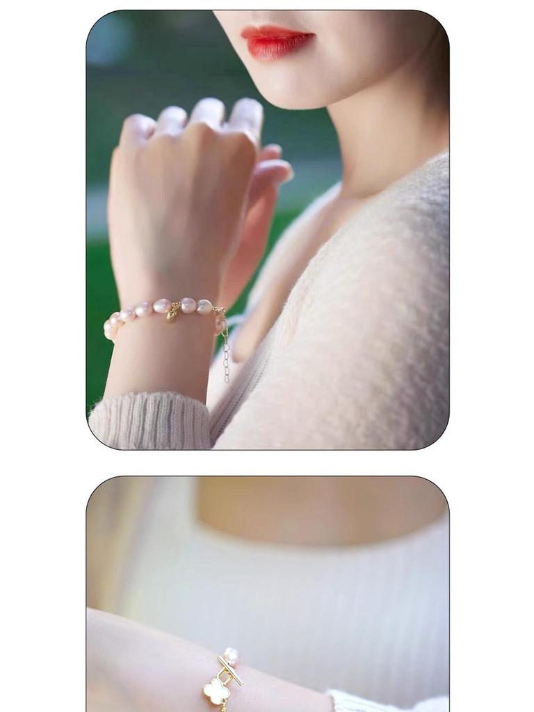 Модный браслет из натурального жемчуга 2025 года для женщин – Фиолетовый бисер на прочном эластичном шнуре