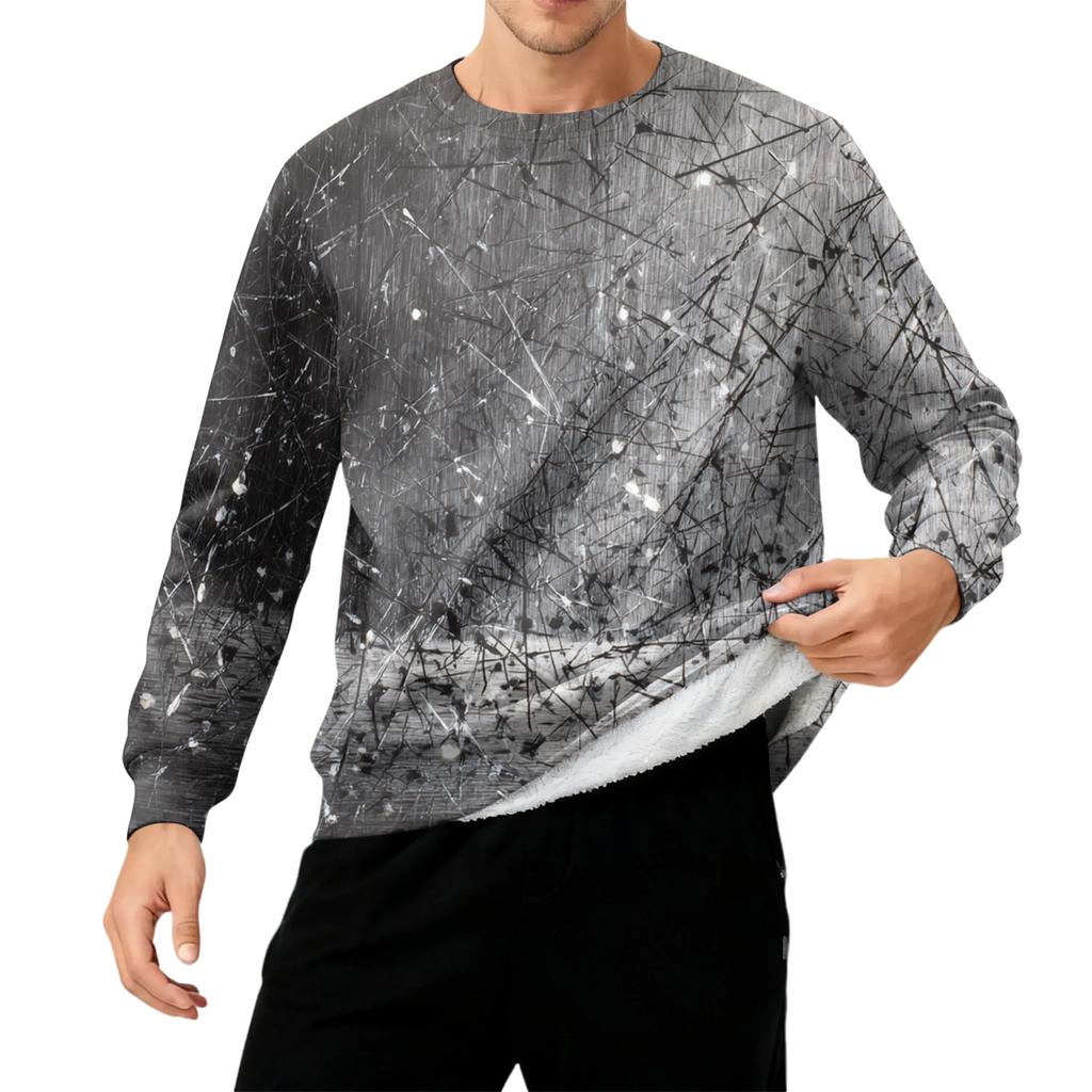 Мужская толстая теплая толстовка с флисовой подкладкой и круглым вырезом