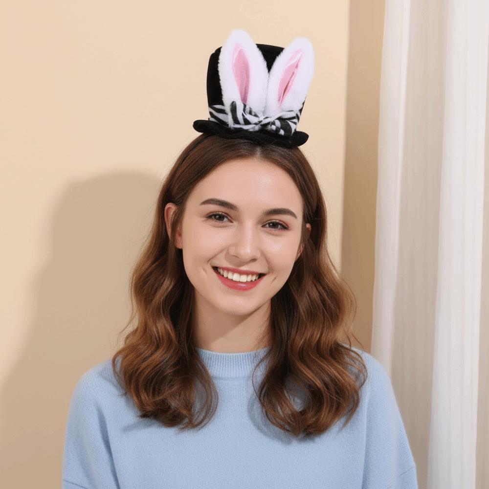 Cute Plush Ears Headband Fluffy Cosplay Hat Headwear Bunny Cap Hair Hoop Halloween Party