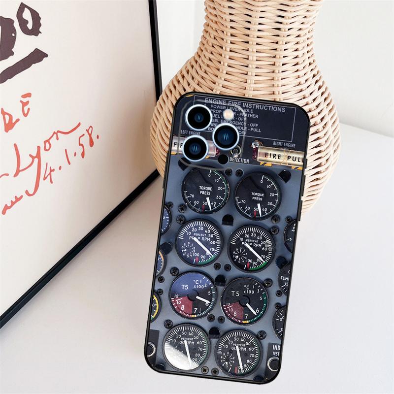 Чехол для телефона с дизайном приборной панели кабины самолета для iPhone 16 Pro Max 15 14 13 11 12 17 Pro Max mini 15 16 Plus 16e 17 Air