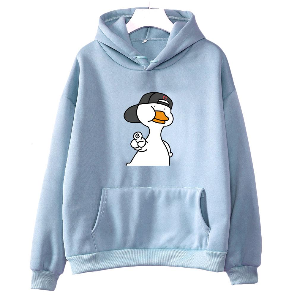 Наклейка «Утка, это круто», толстовка большого размера для женщин, каваи/милый свитшот с длинными рукавами, мультяшная эстетичная толстовка в стиле Харадзюку с круглым вырезом