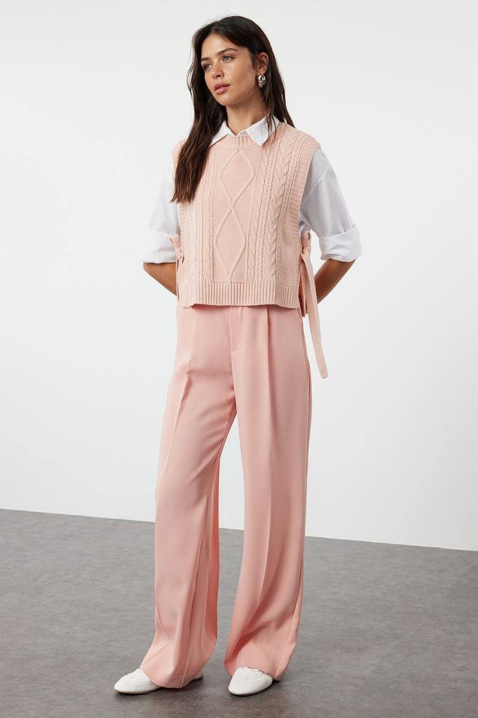 Женский модный стильный свитер, укороченный камень с боковой лентой и галстуком-бабочкой, подробный трикотажный свитер