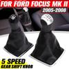 5 Speed Manual Gear Shift Knob PU Leather Gaiter Boot Cover For Ford/Focus 2 MK II 2005 2006 2007 2008 2009 2010 2011