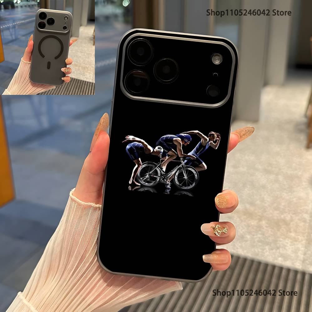 Triathlon Swim Bike Run Tri Life Transparent gray Phone Case For iPhone 17,16,15,14,13,12Pro,Max,Plus Magnetic Wireless Charging