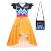 Kids Girls Anime Cartoon POP Singer Super Star Rumi Mira Zoey Printed Pleat Ruffle Dress Bag Set Halloween Cosplay Costumes