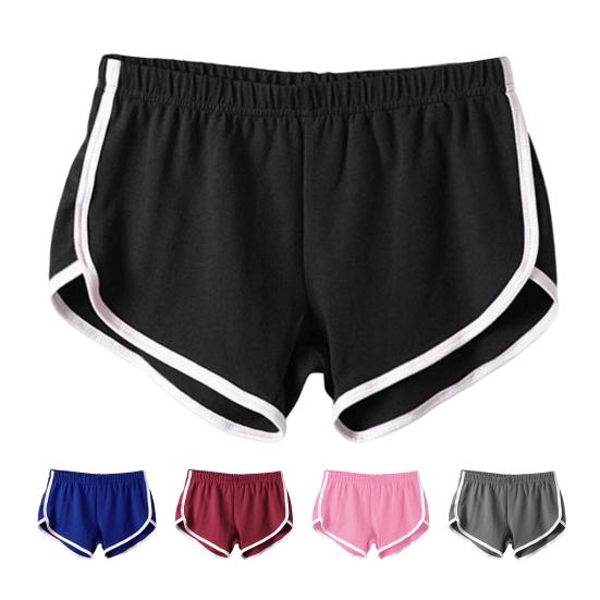 Женские спортивные шорты с эластичной талией, мини-шорты для йоги, однотонные суперкороткие брюки, легкие пляжные брюки, спортивные шорты