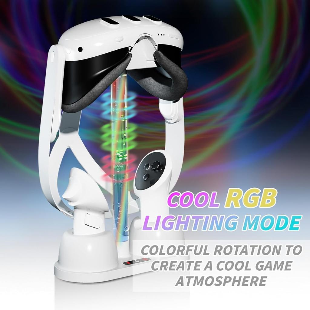 Suitable for Meta Quest 3 Chargers Suitable for Meta Quest 3 Charging Dock RGB Light Storage Bracket