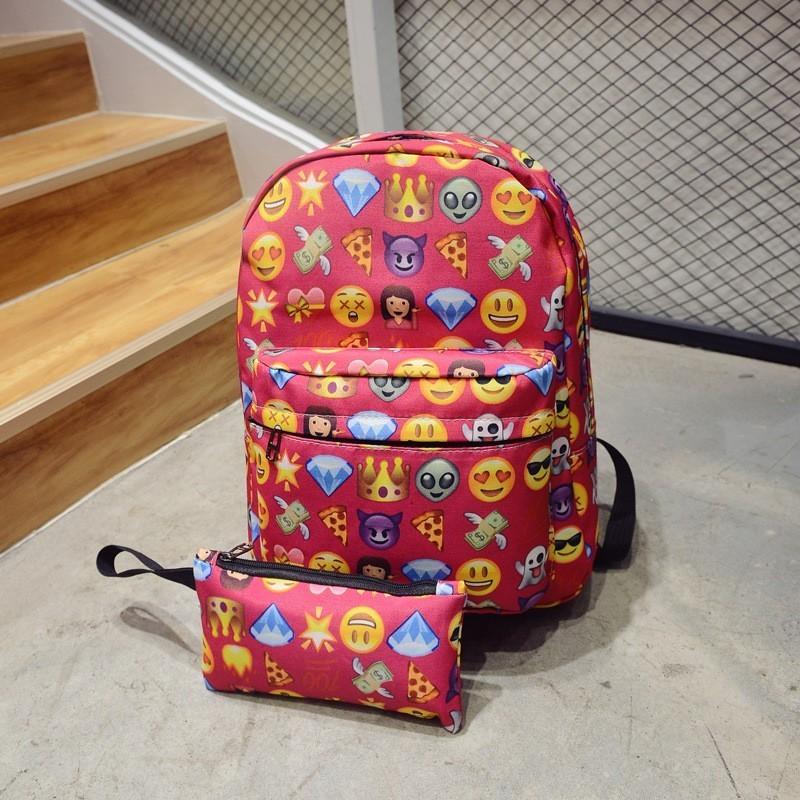 Детский рюкзак Эмодзи Улыбающееся лицо Эмодзи Путешествия Милый Холщовый Школьный Рюкзак