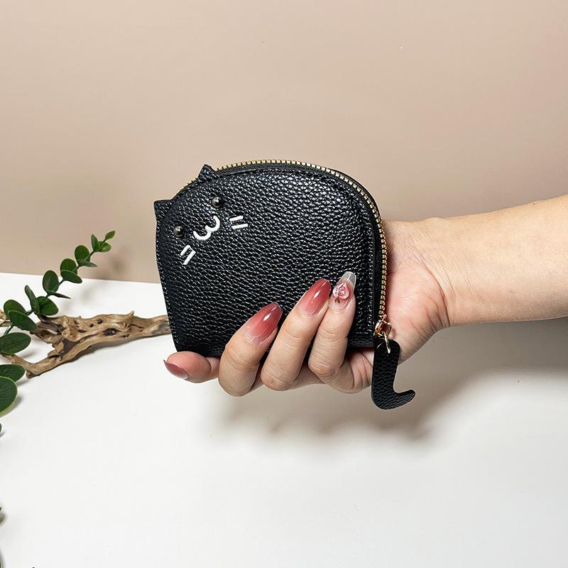 1 шт., милый мультяшный кот из искусственной кожи, складная сумка для карт, многофункциональная, женская, повседневная, органайзер для удостоверений личности, кошелек для монет, держатель для кредитных карт