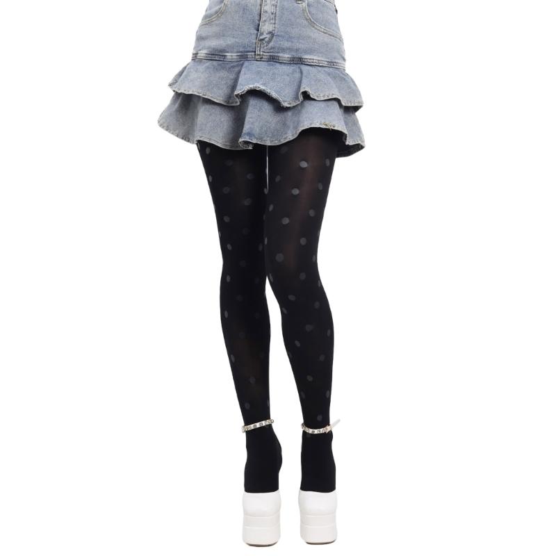 Винтажные непрозрачные чулки-колготки в горошек, шелковистые колготки с носком для женщин