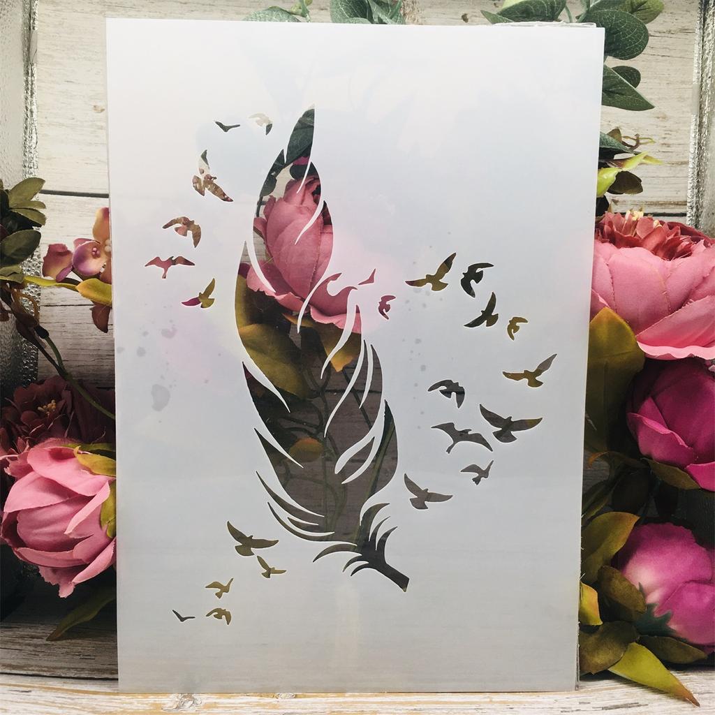 A4 29*21 см большое перо и птицы DIY многослойные трафареты настенная живопись раскраска для скрапбукинга тиснение альбом декоративный шаблон