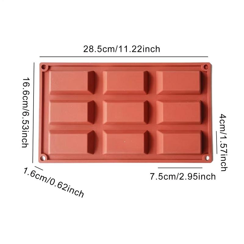 9-Cavity Silicone Dessert Molds For Chocolate Non-Stick Square Cake Mold Biscuit Chocolate Mold DIYDessert Kitchen Baking Tools