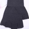 Unisex Knitwear Solid Knit Half Finger Mitten Gloves Finger