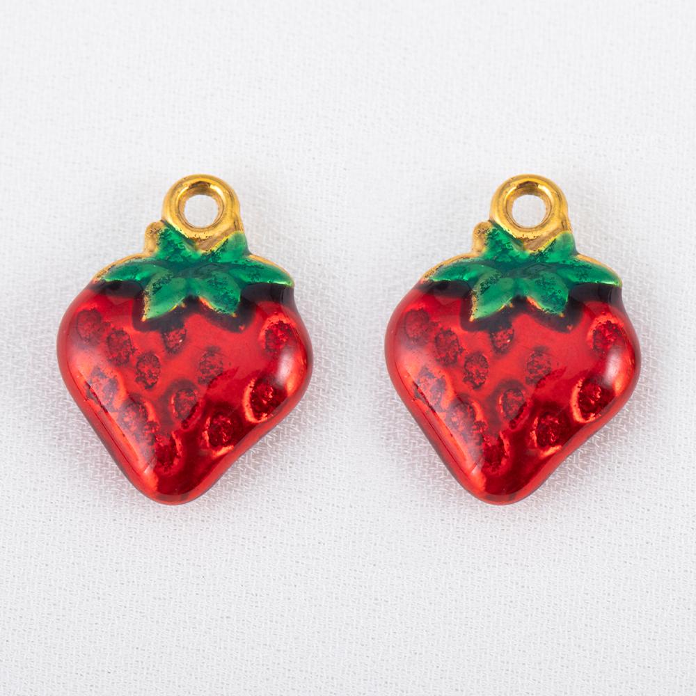 2pcs Stainless Steel Enamel Cute Strawberry Banana Corn Grape Cherry Charms Gold Plated DIY Bracelet Earrings Jewelry Findings