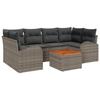 Ensemble de canapés de jardin de 7 pièces avec coussins gris poly rattan acacia, Canapé de jardin deux places avec rangement 3356200