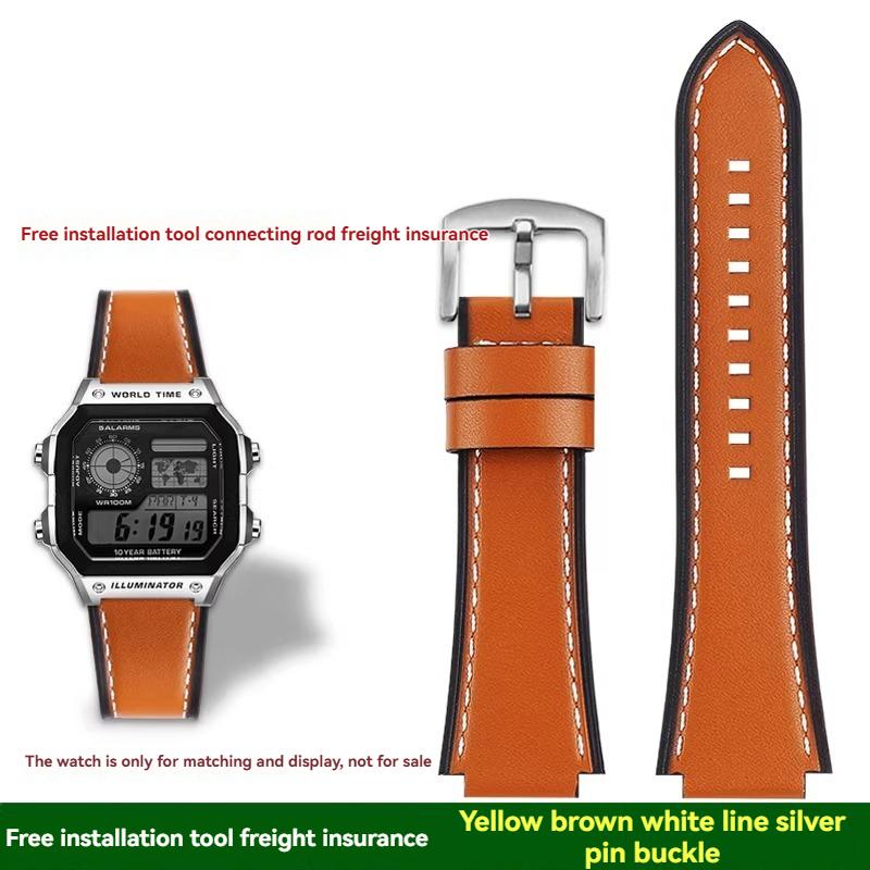 Для Casio маленькие квадратные AE1200/1300/1500 SGW-300/400 W-218 мужские оригинальные ремешки для часов из натуральной кожи аксессуары