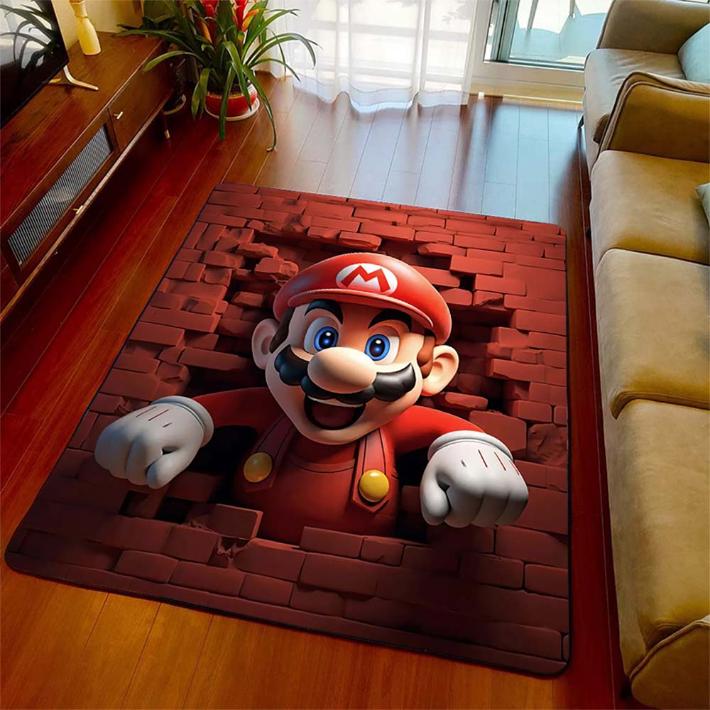 Premium Super Mario Area Rug Polyester Wear-Resistant Non-Slip Floor Carpet Home Bedroom Decor -QJY