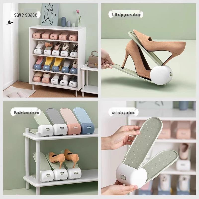 Space-Saving Double-Layer Shoe Rack for Dorms - Slipper and Shoe Holder Cabinet, ¥5 Newcomer Discount
