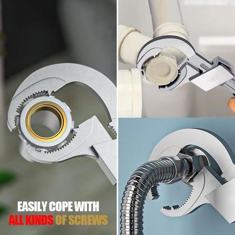 Multi-Functional Adjustable Water Pipe Wrench Bathroom Faucet Circular Arc Toothed Wrench Manual Maintenance Kit