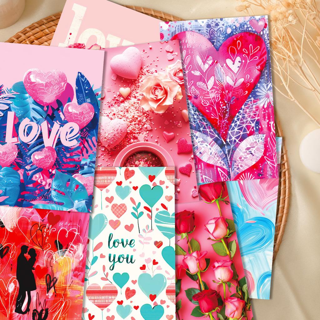 50 декоративных настенных открыток на тему Дня святого Валентина из серии «Розовая любовь»