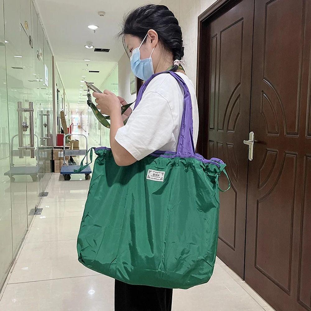 Bag Large Capacity Solid Color Women Shopping Bag Korean Shoulder Bags Foldable Storage Bag