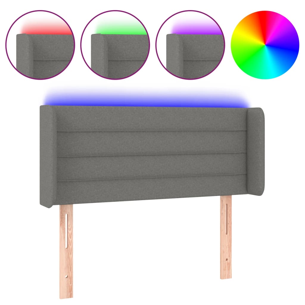 LED Headboard Dark Grey 93x16x78 88 cm Fabric