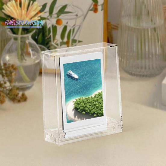 Прозрачная фоторамка, двусторонняя, видимая, пылезащитная, с пазом на основании, сверхмощная настольная 3-дюймовая рамка для мгновенного отображения фотографий с камеры