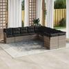 10 piece Garden Sofa Set with Cushions Light Grey Poly Rattan