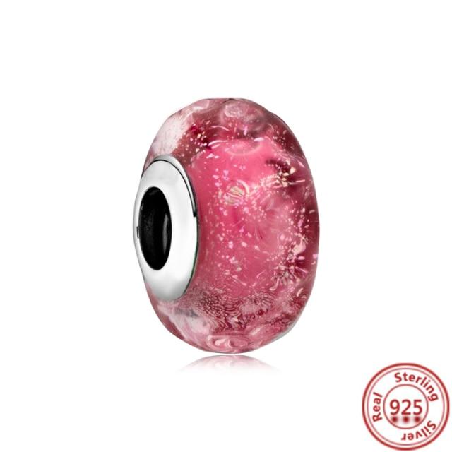Красочные бусины из муранского стекла, прозрачные бусины в форме пузыря, подходят для оригинального браслета, женские ювелирные изделия из стерлингового серебра 925 пробы