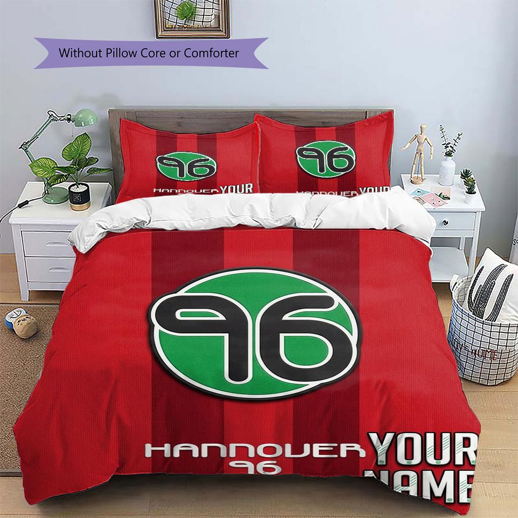 Hannover 96 Custom Name Pattern Bedding,Quilt Set Quilt Cover Pillowcase Home Birthday Gift(1 * duvet cover + 2 * pillowcase, without core)