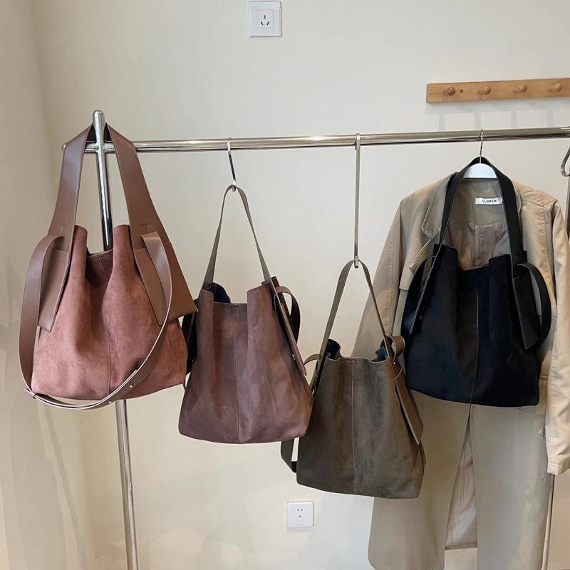 Новые модели сумок-ведер из искусственной замши с ощущением роскоши, сумки большой вместимости