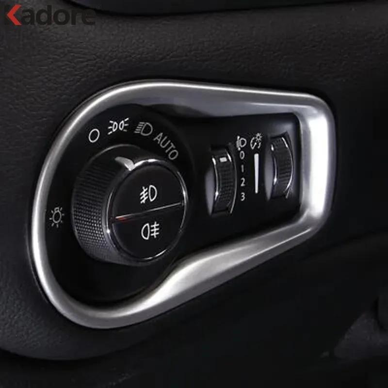 For Jeep Renegade 2014-    Matte Car Interior Head Light Lamp Switch Control Button Panel Cover Trim Accessories