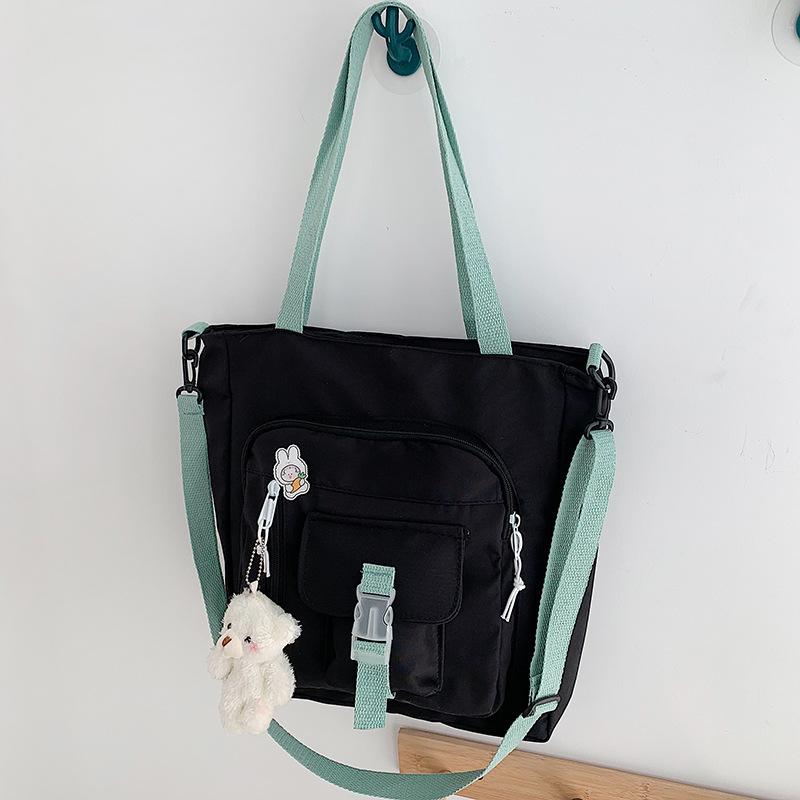 Large-capacity Student Tutoring Bag New Women's Bag Sweet Contrasting Color Shoulder Messenger Bag