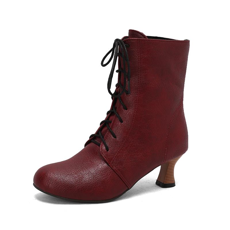 Модные осенние новые женские туфли на высоком каблуке со шнуровкой, странные стимпанк ботинки, викторианские ботильоны, женские ботинки с острым носком на толстой подошве