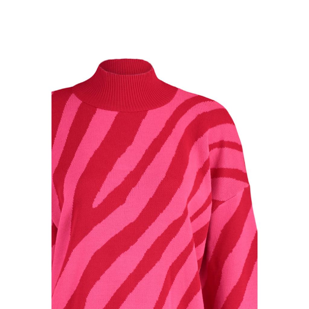 Красно-розовый трикотажный свитер в полоску с рисунком животных Tctaw23kz00066