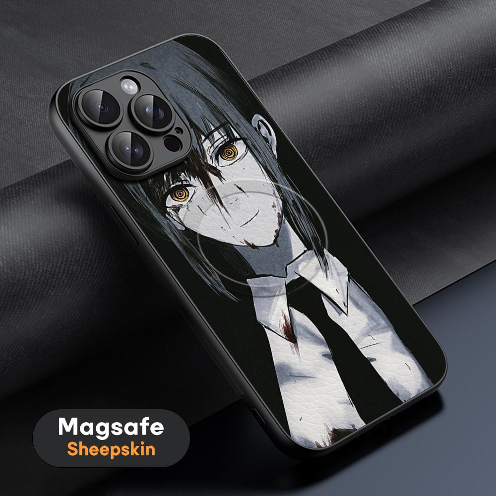 Чехол для телефона Makima X mitaka asa Chainsaw для iPhone 16 15 14 13 12 11 Plus Pro Max Высококачественный Роскошный Magsafe Овечья кожа