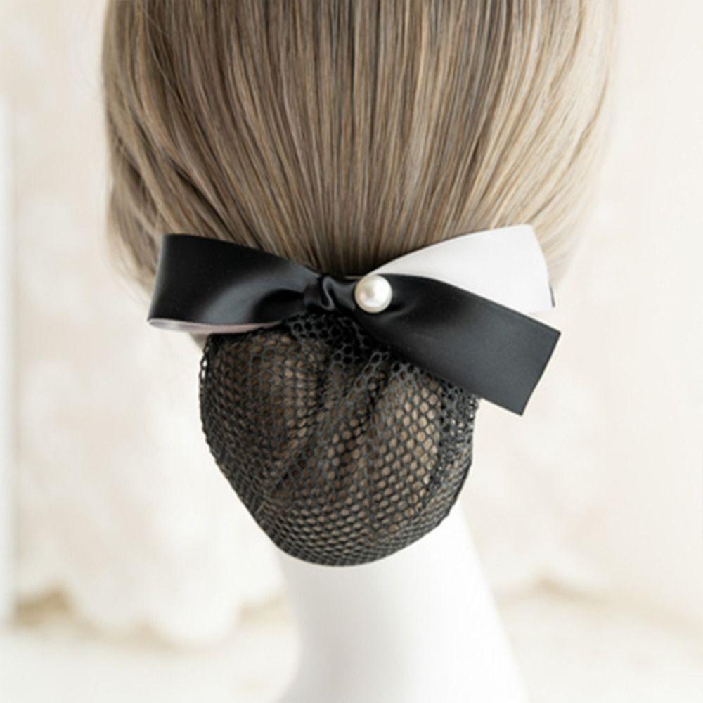 Korean Style Bowknot Spring Clip Ribbon Hair Net Cover Elegant Nurse Hair Clip  Bank
