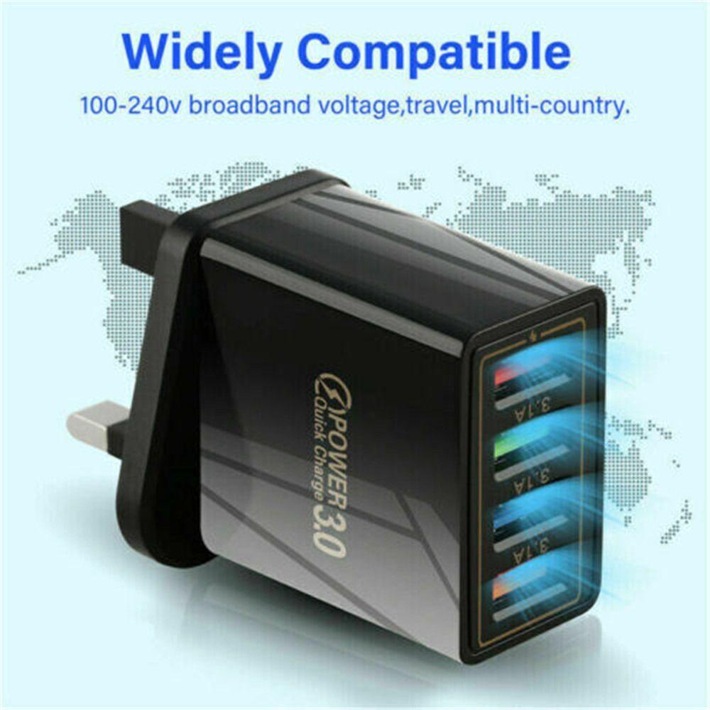 Portable 4 Ports USB Transformer Power Supply Wall Charger Adapter Fast Quick Charger