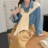 Korean Style Knitted Shawl Knotted False Collar Shoulder Wrap Warm Neck Guard Scarve  Ladies