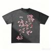 New Unisex Aesthetic Tee Oriental Sakura Flower Branch Print Casual Street Short Sleeve TShirt Tops