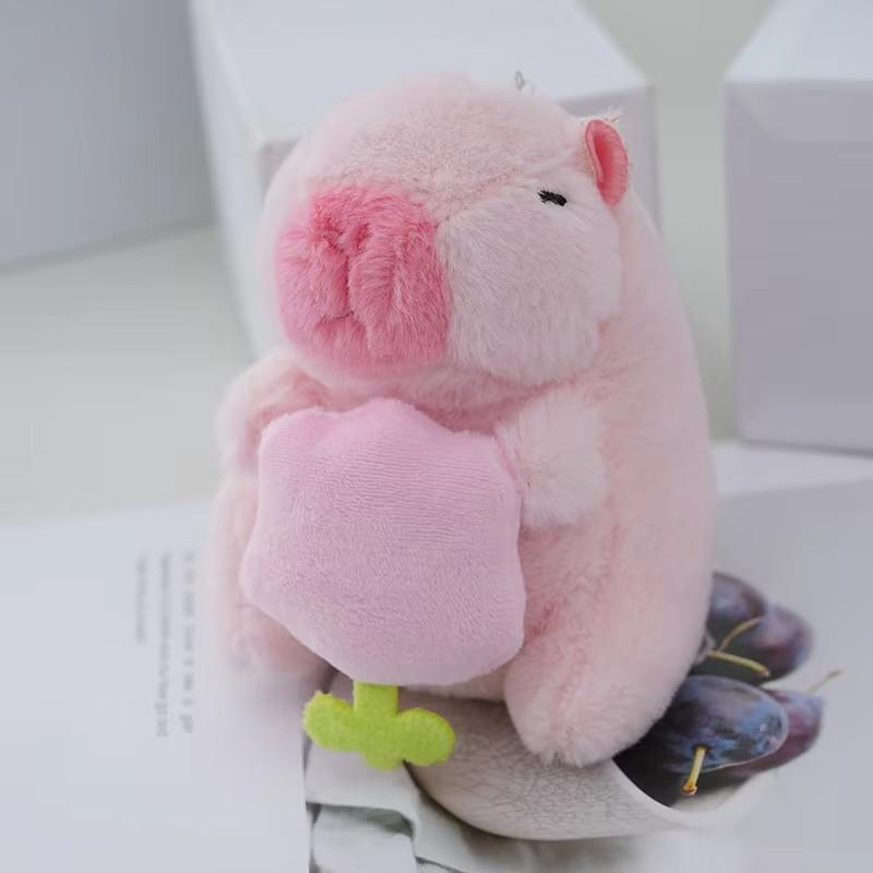Pink KapiBala Pendant Water Guinea Pig Keychain Bag Pendant Cute Internet Celebrity Plush Toy Doll Ideal For Gift Idea