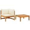 Day and Night - Day and Night Garden Furniture Set 2 Pieces Cream Cushions Acacia Wood