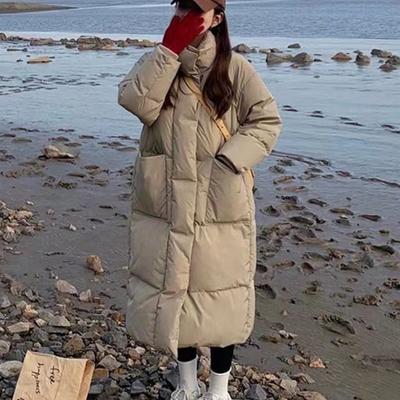 2XL теплая новая стильная пуховая куртка для женщин зимнее пальто средней длины до колена корейский стиль свободная утолщенная хлопковая куртка модная