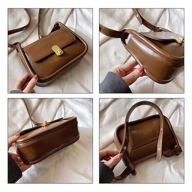 IELGY Korean Version Retro Red Small Square Bag Shoulder Crossbody All-Match Underarm Bag