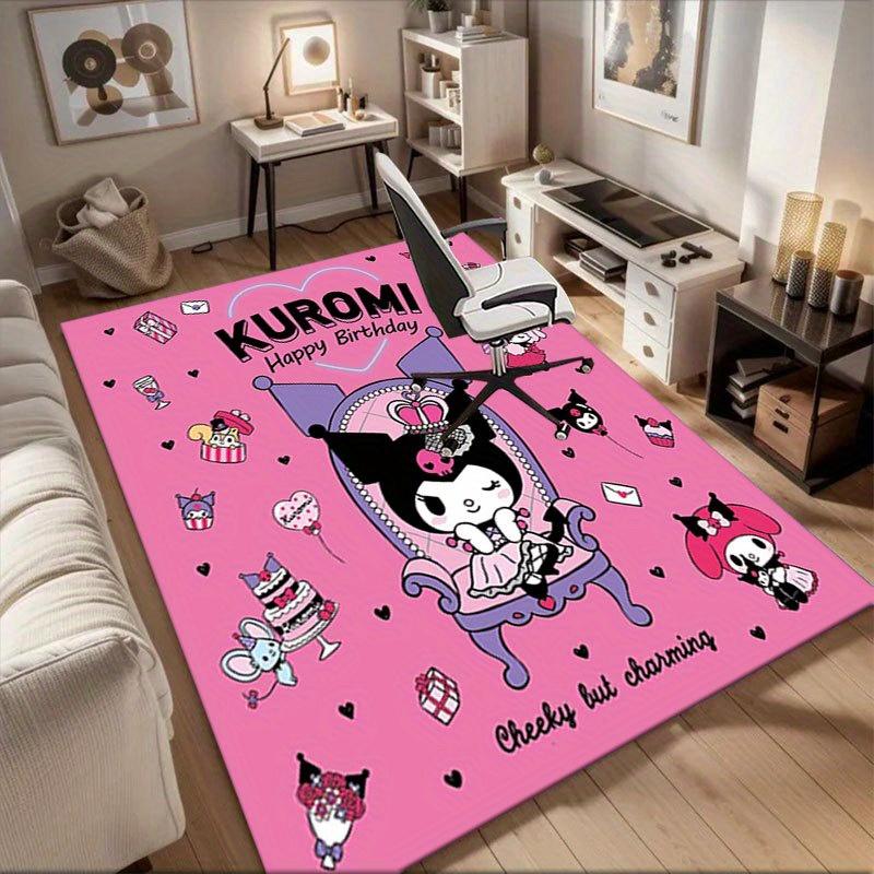 1pc Sanrio Kuromi Mermaid Printed Office Carpet Rectangle Rug Under The Table,Perfect Room Decor for Living Room, Bedroom, Kitchen, Non-slip Floor Mat