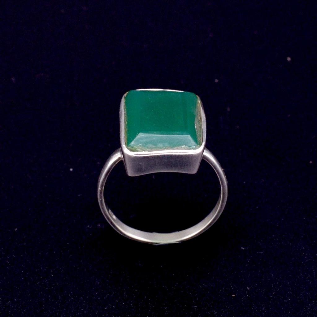 Кольцо из стерлингового серебра 925 пробы с зеленым ониксом, женское кольцо ручной работы в стиле бохо с драгоценным камнем оникс