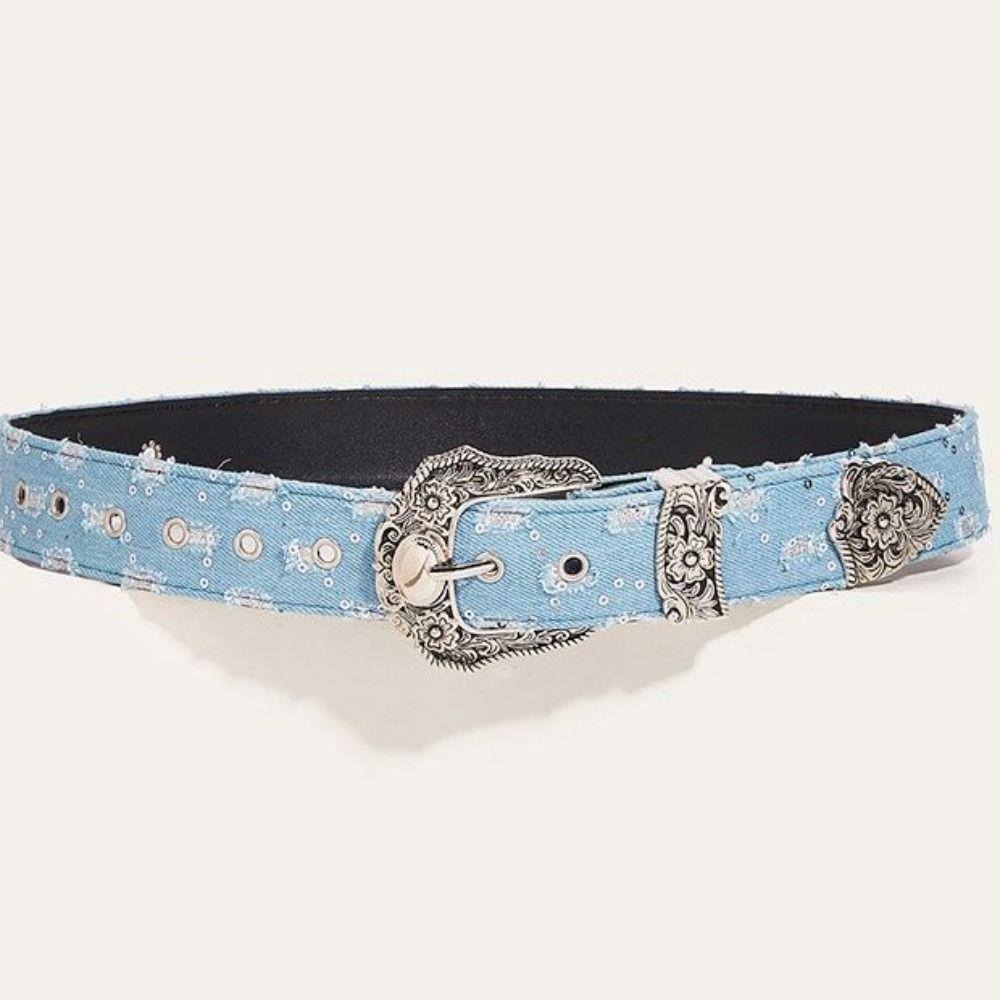 Korean Style Metal Buckle Belts Y2k Vintage Wide Belt Personality Retro Jeans Belt  Women