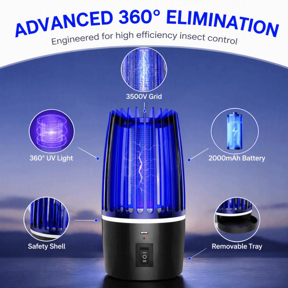 Portable Rechargeable Bug Zapper Electric Shock Insect Trap Dual-Use Mosquito Lamp Bedroom