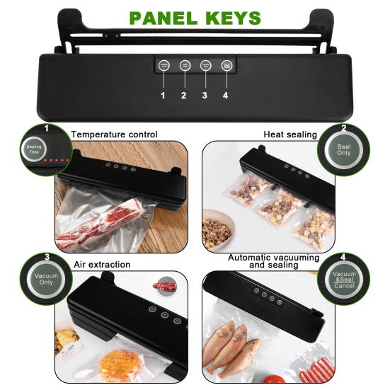 Компактный автоматический вакуумный упаковщик с режимами для сухих и влажных продуктов, машина для запайки и упаковки, консервация продуктов
